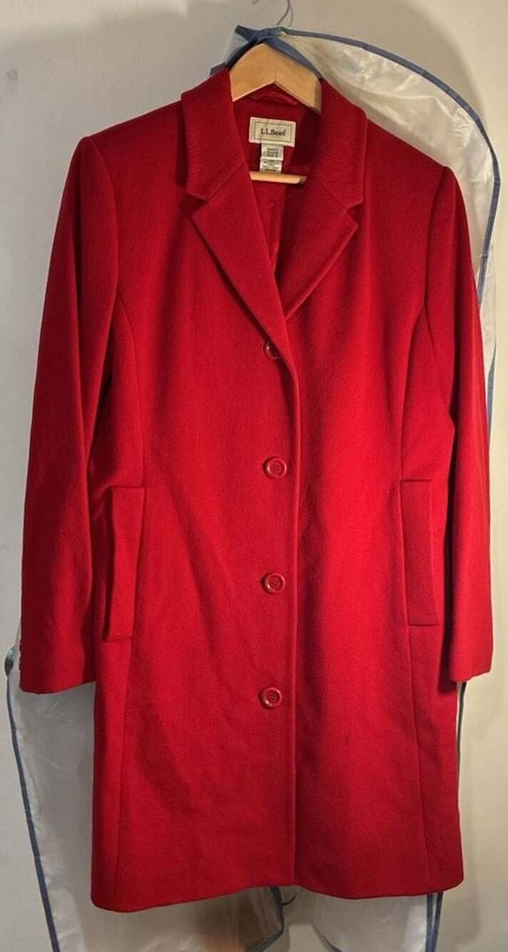 L.L. Bean Wool Coat Size 6 Red Single Breasted Winter Jacket